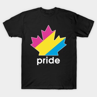 Pansexual Pride Maple Leaf - White font T-Shirt